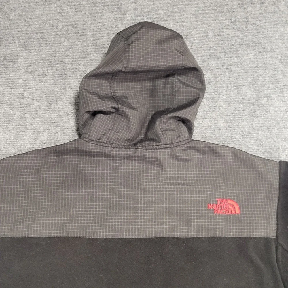 VTG THE NORTH FACE DENALI FULL ZIP HOODIE FLEECE BLACK & GRAY JACKET SIZE SMALL